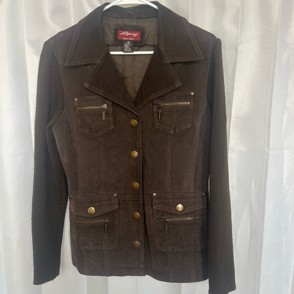 Lipsy Dark Brown Suede Utility Jacket